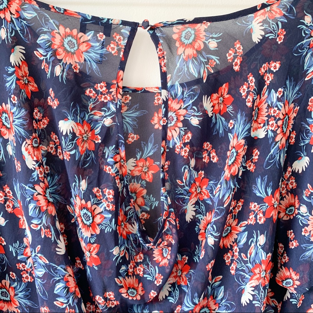 Torrid Floral Chiffon Drape Back Top - Picture 9 of 10